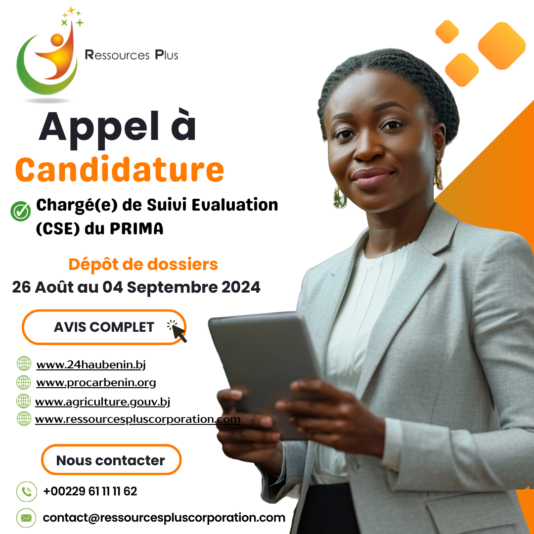 Recrutement d'un(e) Chargé(e) de Suivi Évaluation (CSE) du PRIMA